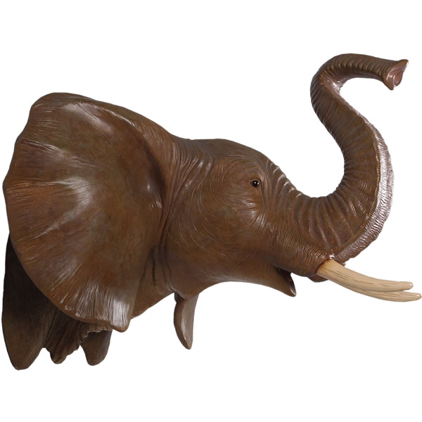FRPアニマルオブジェ 象の頭部 壁掛け Elephant Head Wall Decor リアル エレファント 動物 像 ウォール オーナメント インテリア 実物大 大きい 等身大 象 壁付け フィギュア ぞう 巨大 置物 動物園 庭 外 店舗 カフェ 喫茶店 レストラン イベント ディスプレイ fr170186