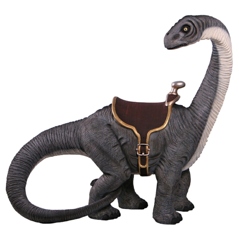 FRP恐竜オブジェ 乗れるアパトサウルス Apatosaurus with Saddle 写実的 飾りつけ ジュラ紀 草食恐竜 竜脚類 ひな形 総合博物館 バス発着場 喫茶店 茶房 食べ物屋 飲食店 室内装飾 実物大 図形 等身大 室外 毛の荒物園 室内 出来事 見せびらかす fr150141