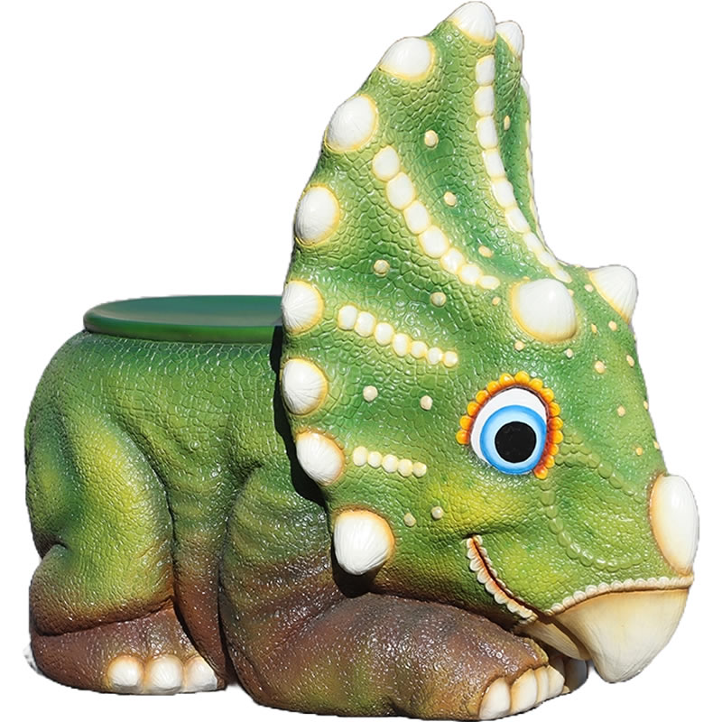 FRP恐竜オブジェ 子どもトリケラトプス恐竜のイス Baby Triceratops Chair かわいい 椅子 置物 白亜紀 草食恐竜 角竜類 卵 リアル 実物大 フィギュア 店舗 インテリア 庭 ガーデン オーナメント 喫茶店 レストラン 飲食店 室内 動物園 イベント ディスプレイ fr240016