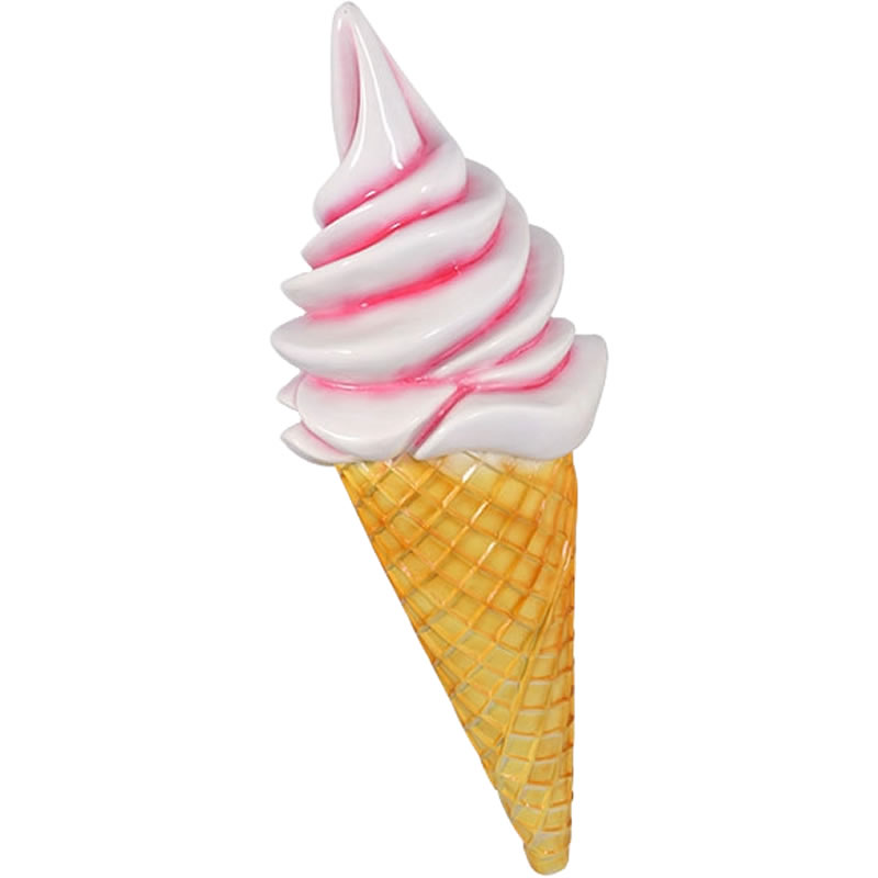 ソフトクリーム壁掛け ストロベリー Ice Cream w 強化プラスチック（FRP） アートオブジェ 高さ約1m19cm スウィーツ オーナメント アイス 店舗 壁面 装飾 スイーツ イベント ディスプレイ 高強度 お菓子 チョコレート 公園 ガーデンファニチャー インテリア frJR0054WH