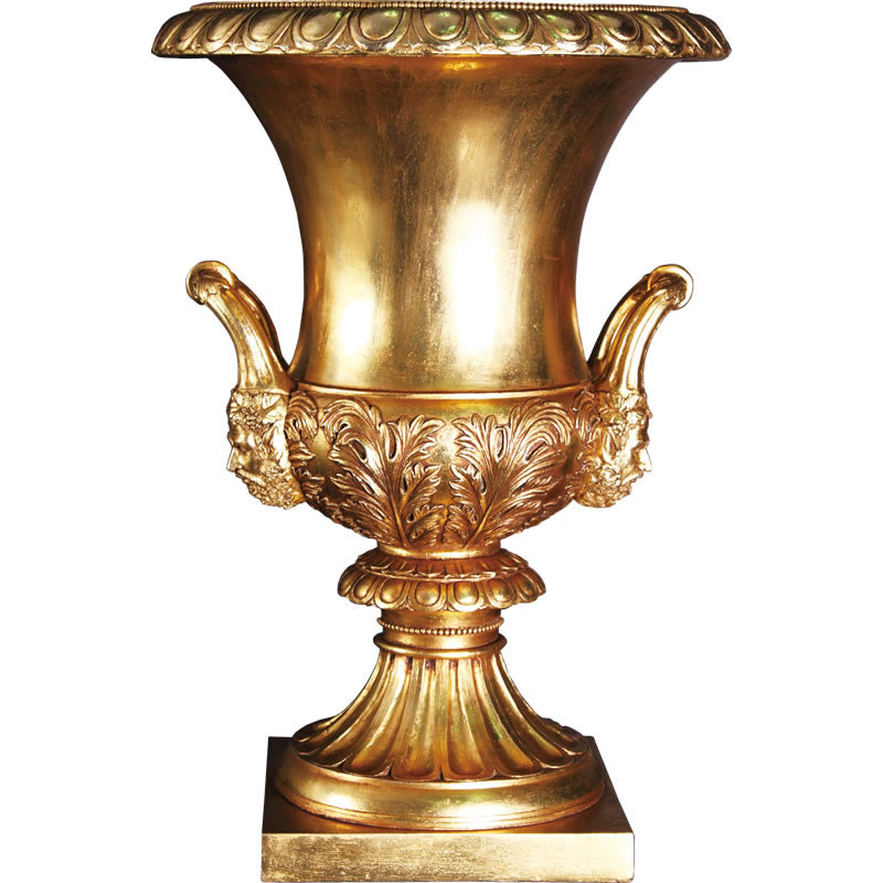 FRP（繊維強化プラスチック） ゴールドプランター Medici Urn 植木鉢 高さ約65cm 軽量 ぺダスタルタイプ 大型 フラワーポット 鉢カバー 丸い おしゃれ 高級 置物 飲食店 インテリア 室内 イベント ディスプレイ fr080172GL