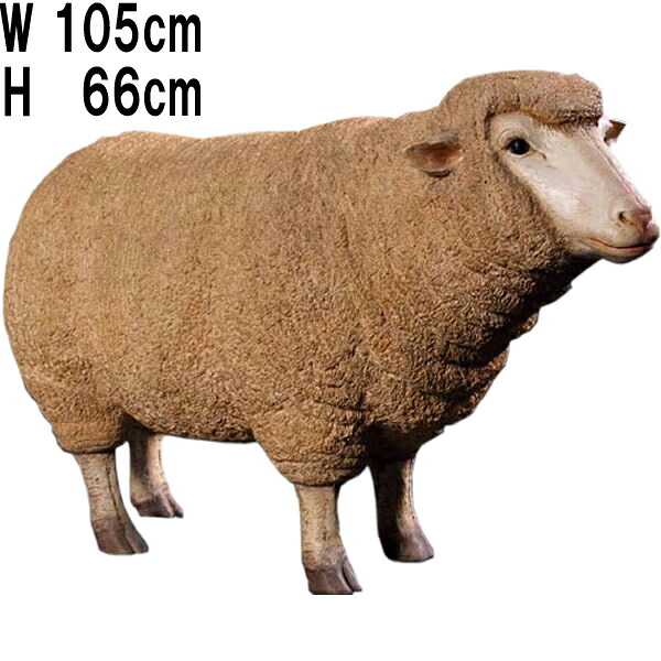 メリノ種の雌ひつじ Merino Ewe Head Up 強化プラスチック(FRP) アートオブジェ 動物 像 アニマル リアル 置物 軽い アニマル 羊 置物 かわいい ヒツジ フィギュア ガーデン オーナメント 軽量 ディスプレイ 店舗 インテリア 動物園 公園 fr080069|マスキ