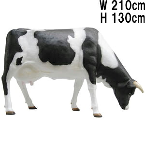 お母さん乳牛 / Cow Grazing 強化プラスチック（FRP） アートオブジェ 体長約2ｍ10cm 迫力満点 実物大 ウシ 動物 像 牛 置物 リアル ガーデン オーナメント イベント ディスプレイ 大型 インテリア 店舗 動物園 遊園地 装飾 公園 fr080098