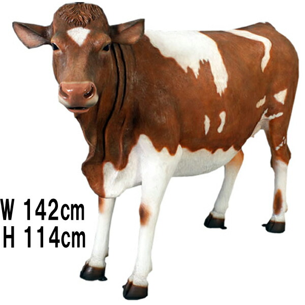 ガーンジー乳牛 Guernsey Cow 強化プラスチック（FRP） アートオブジェ ウシ 動物 像 フィギュア リアル アニマル 置物 ガーデン オーナメント うし イベント ディスプレイ 大型 インテリア 等身大 店舗 動物園 公園 fr120003