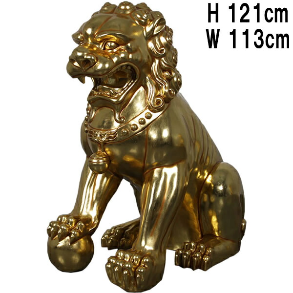 楽天市場】獅子 狛犬 フードッグ 金箔仕上 左足上げ Foo Dog