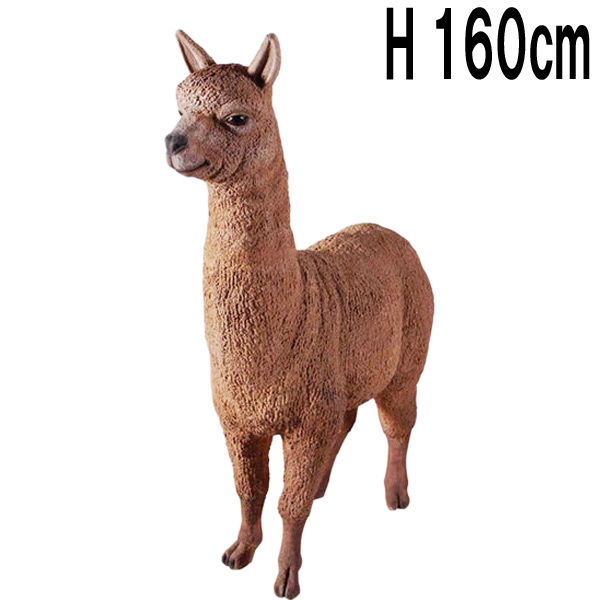アルパカの微笑み H160cm アルパカ 茶色 ブラウン 大きい 動物 牧場 アニマル 店舗 インテリア オブジェ リアル 等身大 実物大 カフェ 喫茶店 レストラン 飲食店 ディスプレイ 入口 エントランス 置物 レプリカ FRP fr080074｜マスキ