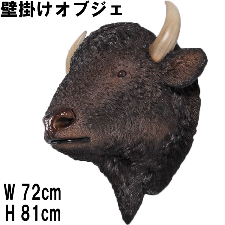 壁掛け アメリカンバッファロー 頭部 American Bison Head Wall Decor 強化プラスチック(FRP) アートオブジェ ウォール オーナメント リアル フィギュア インテリア 動物 像 うし ウシ バイソン 実物大 アニマル 置物 イベント ディスプレイ 等身大 店舗 動物園 fr180039|マスキ