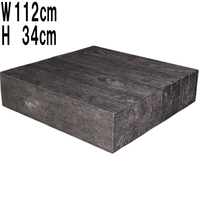 木材風ローテーブル Old Lumber Coffee Table FRPアートオブジェ H34cm □112cm スクエア ガーデン オーナメント おしゃれ ガーデンファニチャー ナチュラル 置物 飾り台 インテリア 台座 店舗 装飾 机 イベント ディスプレイ 公園 fr100027｜マスキ