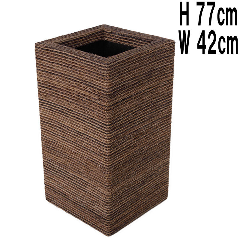 FRP（衣料繊維強化因子可塑性物質） 真四角型プランター（縄編柄） Square Planter 真四角 今めかしい 鉢 高さ約77珊 軽さ 大型 御花ポット 鉢取りまかなう 縦長 真四角 傘立て 飾りつけ 飲食店 室内装飾 室内 出来事 見せびらかす fr10WE75
