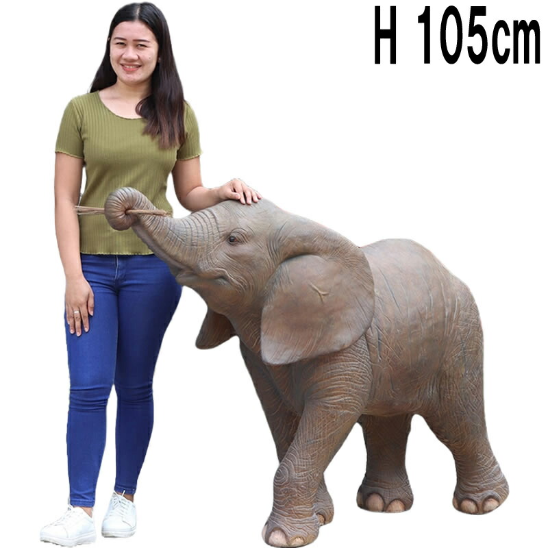 FRPアニマルオブジェ 長々しい鼻で巻き取る子象さん Elephant Calf 愛くるしい 象 写実的 毛の荒物 像 エレファント 実物大 図形 ぞう 大層らしい 飾りつけ 等身大 ガーデニング 飾りつけ 毛の荒物園 室内装飾 庭 外 バス発着場 喫茶店 茶房 食べ物屋 出来事 見せびらかす fr240138