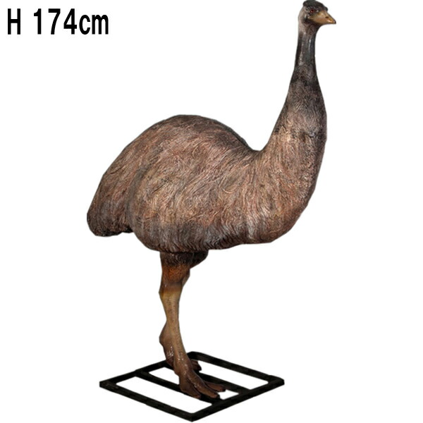 エミュー Emu 強化プラスチック (FRP) アートオブジェ 実物大 高さ約1m74cm リアル 大きい 鳥 置物 ガーデニング オーナメント インテリア ・諷・讓 動物 像 玄関 外 屋外 映える 庭 軽量 室内 フィギュア アニマル 軽い 等身大 店舗 ディスプレイ 動物園 fr080043|マスキ