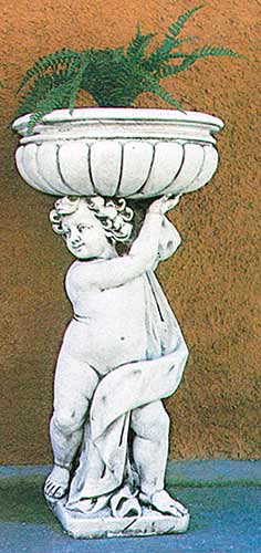 イタリア製子供像（ガーデン オーナメント）　花鉢と少年（右）　PapiniAgostino　Art.306 石像