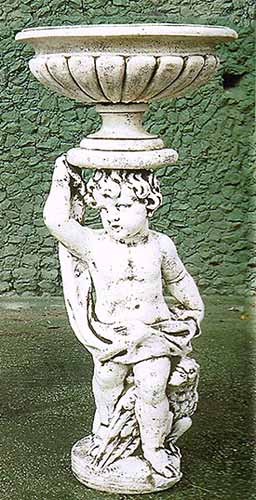 イタリア製ちびっ子像（庭園 飾りつけ） 花鉢と御坊さん（西洋手ぬぐい） PapiniAgostino Art.311 石像