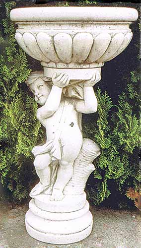 イタリア製ちびっ子像（庭園 飾りつけ） 花鉢を担ぐ御坊さん（右） PapiniAgostino Art.342 石像