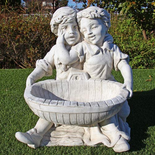 イタリア製ちびっ子像（庭園 飾りつけ） 茶飲み友だち ITALGARDEN PU8104 石像