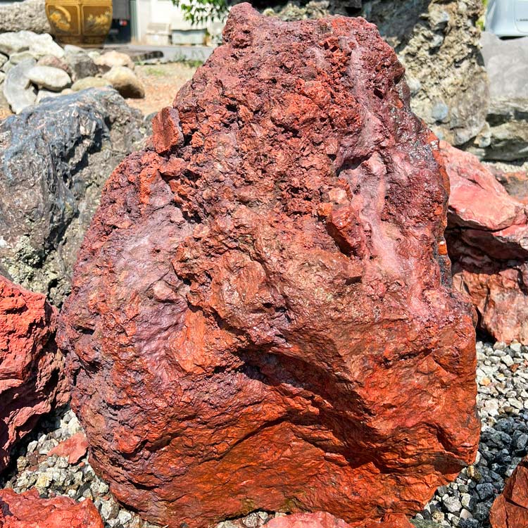 津軽錦石 赤石 陸奥 錦石 景石 自然石 庭石 青森県産 天然石 飾り石 青森 y-kur0724-228 石庭 和風 庭園 石庭