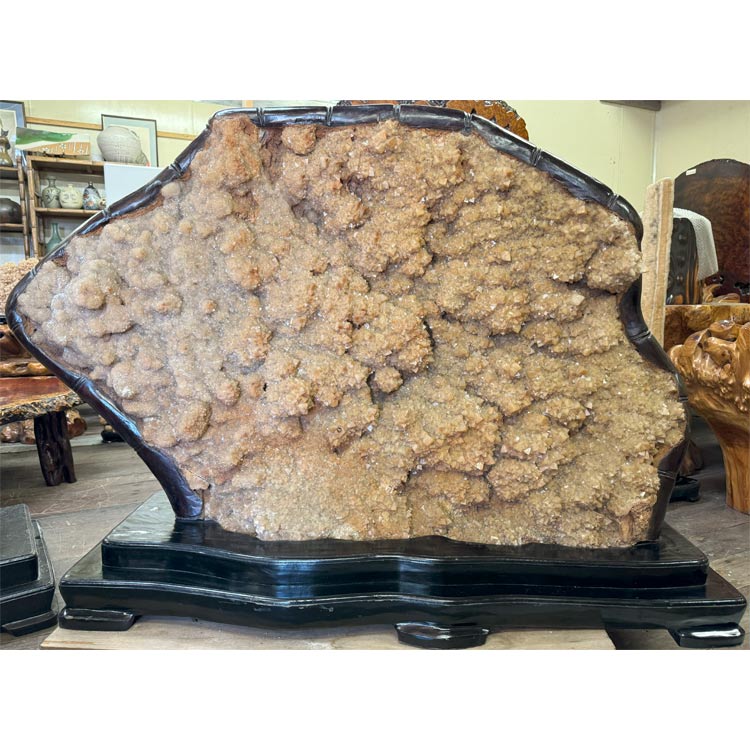 大自然が作り出した唯一無二の神秘な石　鍾乳石衝立【8】 景石 鑑賞石 飾り石 台付き 希少 スタラクタイト stalactite パワーストーン 自然石 鍾乳洞 銘石