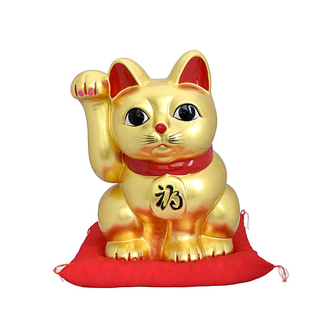 【縁起物・開運置物】<BR>金箔招き猫（金沢工芸品）<BR>★右手上げタイプ<BR>10号サイズ（高さ30cm）<BR>★開運グッズ<BR><BR>招き猫 まねき猫 ネコ ねこ 猫 学業成就 商売繁盛 開店祝い 開業祝い 新築祝い 開運<BR><BR>