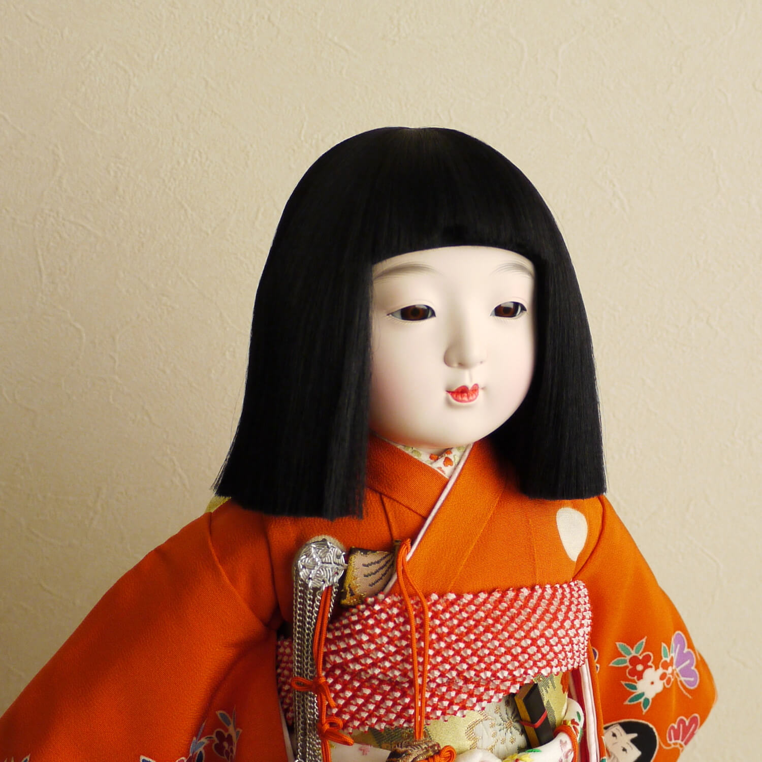 開梱 設置 無料 女の子 増村人形オリジナル作品 市松人形 越前塗台 朱色 雲に御所人形 12号 尺二 正絹手描 増村限定品 元賀章介作 かわいい お雛さま おひなさま お雛様 雛人形 国産 童 上品 市松人形