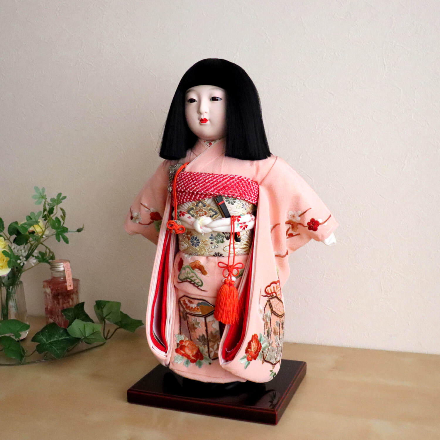 市松人形用 着物 刺繍 尺10号 赤 ピンク 菊 梅 松 ひな祭り 雛人形