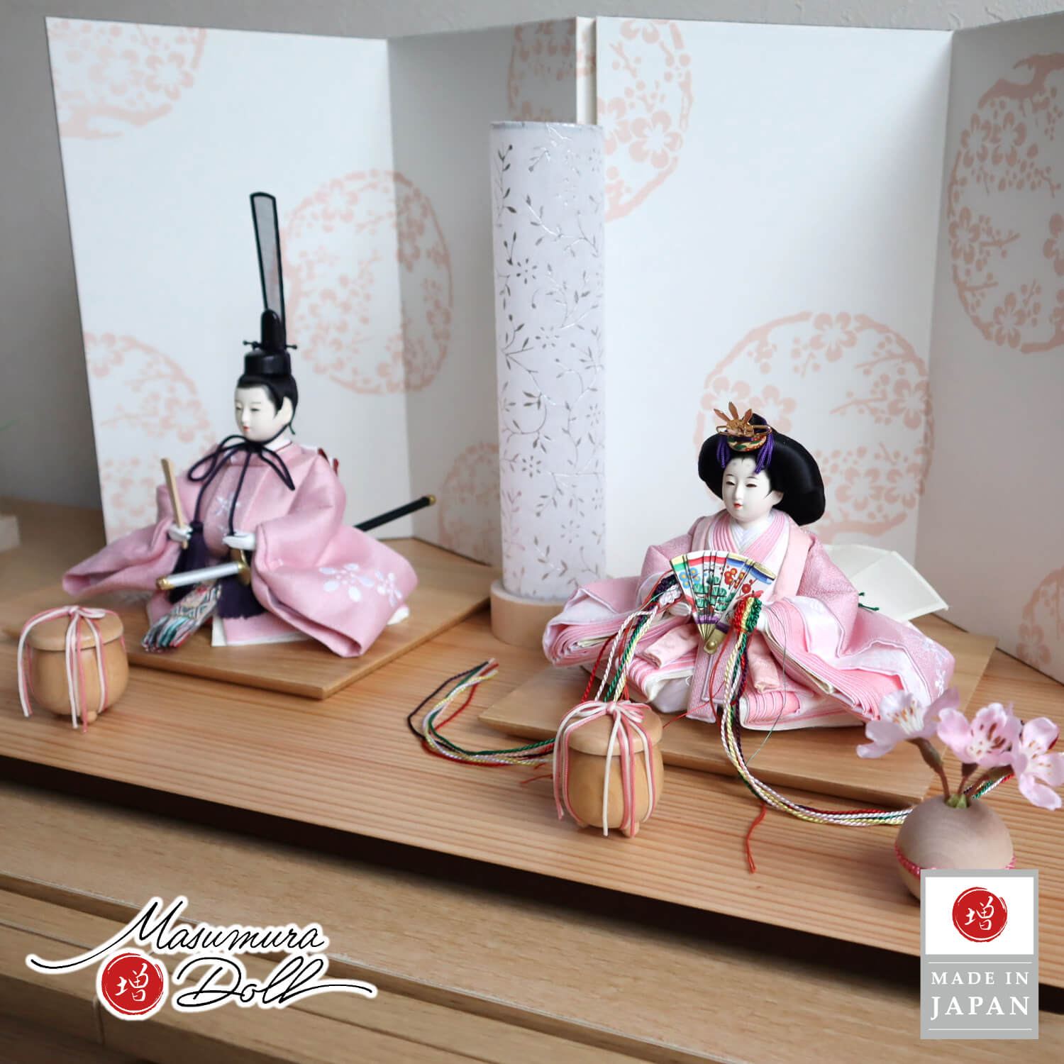 雛人形 コンパクト モダン おしゃれ インテリア ひな人形 おひなさま 清水光雲 柳サイズ パープル刺繍 正絹西陣織 かわいい お雛様 雛 親王飾り 増村人形店 MMN1544