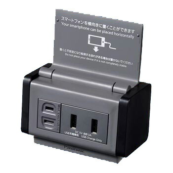 パナソニック(Panasonic) カバー付露出コンセント(スタンド機能付)(充電用USBコンセント2ポート 3A・扉付コンセント)(グレー) WK16211H