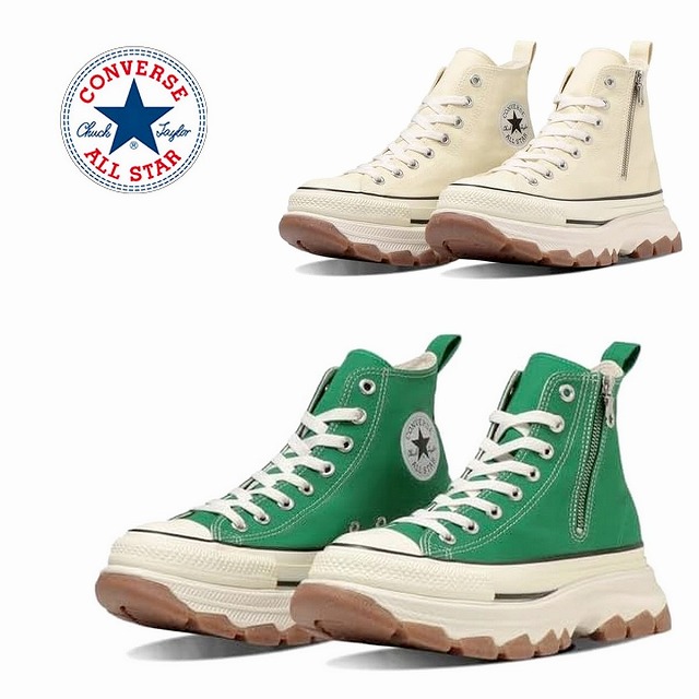 メンズ レディース厚底スニーカー コンバース converse CONVERSE オールスター (R) トレックウエーブ Z HI グリーン バターホワイト ALL STAR (R) TREKWAVE Z HI|マスヤ靴店マーム支店