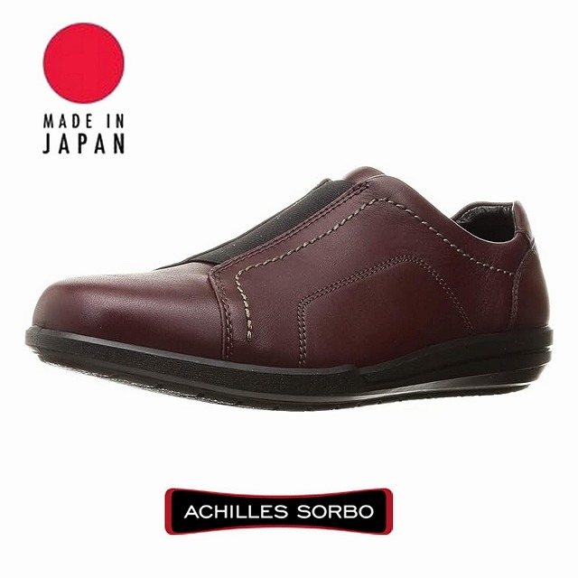 メンズウォーキングシューズ コンフォート スリッポン 軽量 幅広 Achilles SORBO アキレスソルボ 428 SRM4280 通勤靴 仕事靴 バーガンディ