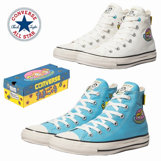 メンズ レディースハイカットスニーカー コンバース converse CONVERSE オールスター タマゴッチ HI ブルー ホワイト ALL STAR TAMAGOTCHI HI 送料込み画像