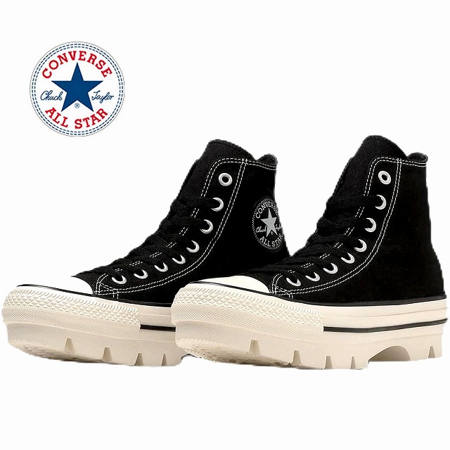 メンズ厚底スニーカー レディースハイカットスニーカー コンバース converse CONVERSE オールスター チャンク HI 黒いこと ALL STAR CHUNK OX