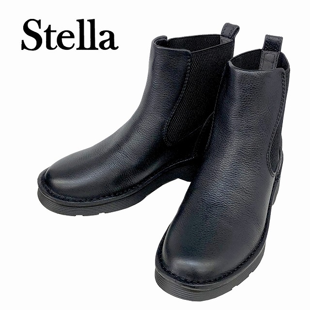 婦人ショートブーツ レディースサイドゴアブーツ 送料無料 ステラ Stella 4700 通勤靴 仕事靴 ブラック|マスヤ靴店マーム支店
