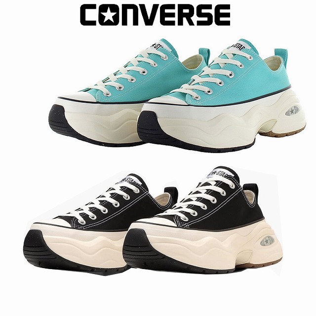 メンズ レディースローカット厚底スニーカー コンバース converse CONVERSE オールスター (R) サージトレーナー OX ブラック ライトターコイズ ALL STAR (R) SURGETRAINER OX｜マスヤ靴店マーム支店