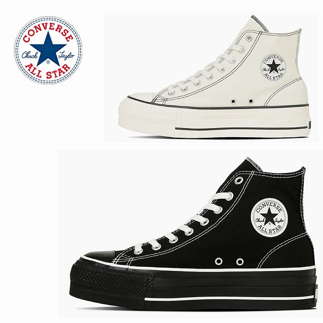 レディース/メンズハイカットスニーカー converse CONVERSE コンバース オールスター (R) リフテッド 黒いこと/黒いこと 白いこと ALL STAR (R) LIFTED OVERTAPE ST HI