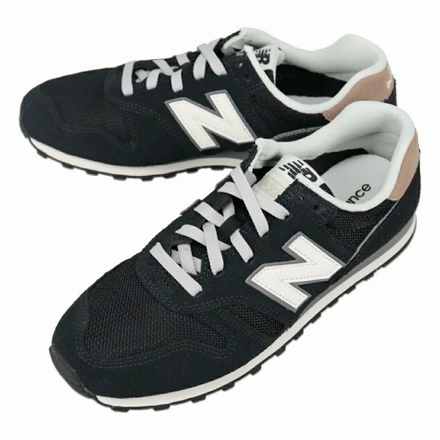 メンズランニングシューズ スエード/メッシュ 運動靴 通学 ニューバランス new balance 横幅D ライフスタイル ML373 XB2(ブラック)