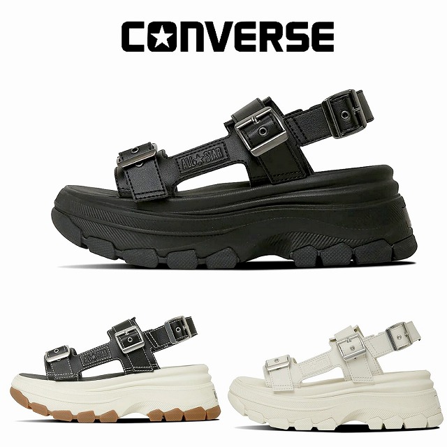 レディース厚底サンダル コンバース converse オールスター トレックウエーブ サンダル ブラック/ブラック ブラック リリーホワイト ALL STAR TREKWAVE SANDAL