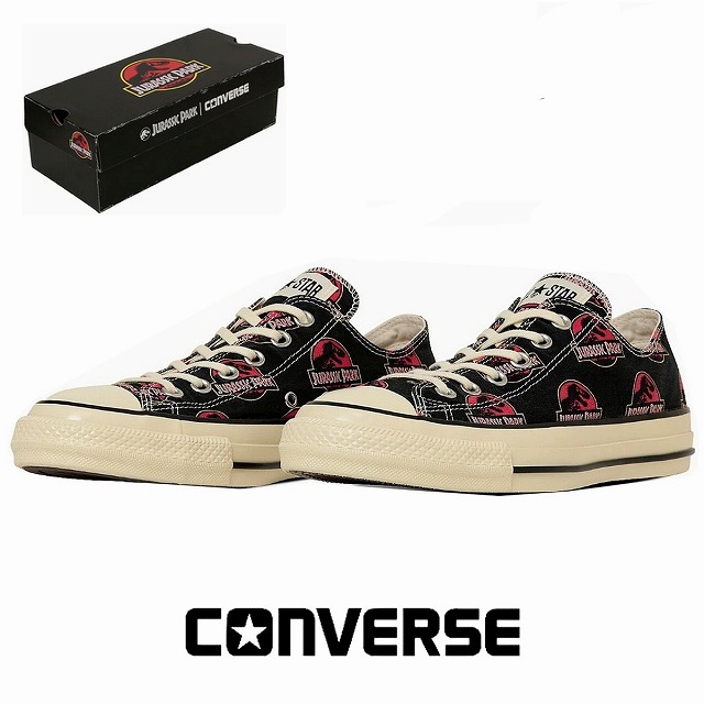 送料込み メンズローカットスニーカー CONVERSE ALL STAR コンバース オールスター オールスター エイジド LG OX / ジュラシック・パーク HI ブラック oll sttar AGED LG OX / JURASSIC PARK画像