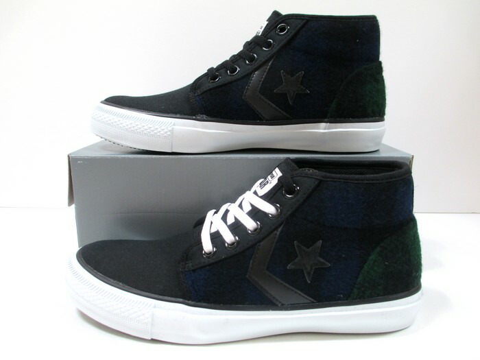 貨物輸送無料 コンバース シェブロンスター converse XL シェブロンスター CK 羊毛金持ち MID 黒いこと/青み/緑であること XL CHEVRONSTAR CK WOOLRICH MID メンズ レディース スニーカー