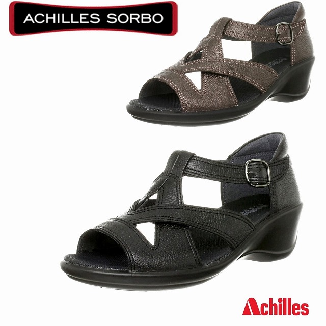 レディースサンダル 貨物輸送無料 Achilles アキレス ソルボ ACHILLES SORBO 100 SRL1000 黒いこと ブロンズ コンフォートシューズ ウエッジソール 本革 通い靴 働き口靴 旅行靴