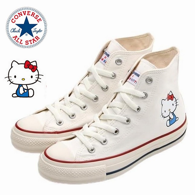 レディースハイカットスニーカー コンバース converse オールスター (R) ハローキティ HI ホワイト CONVERSE ALL STAR (R) HELLO KITTY HI 送料無料｜マスヤ靴店マーム支店 9,372円