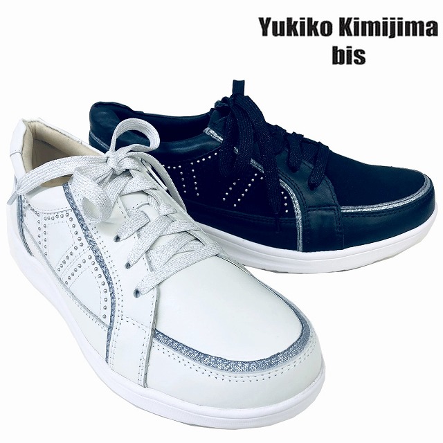 送料無料 Yukiko Kimijima Bis ユキコキミジマ ビス 11 レディース サイドファスナー 面ファスナー カジュアル デザイン スニーカー ブラック アイボリー 全店販売中