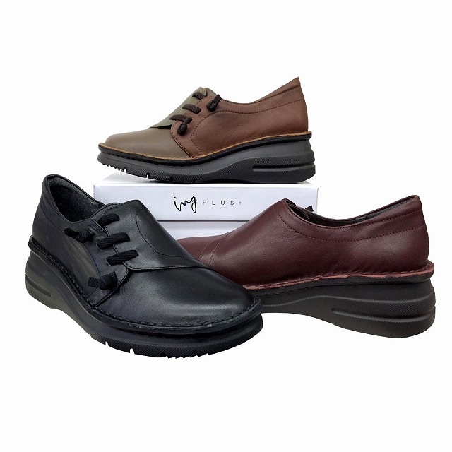 訳ありセール格安 イングプラス Ing Plus 944 レディース 厚底カジュアルシューズ ラウンドトゥ ウェッジヒール 通勤靴 仕事靴 ブラック ワイン カーキコンビ 楽天ランキング1位 Dinemore Lk