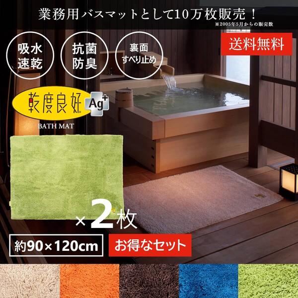業務用 バスマット 乾度良好 Ag+ 約90×120cm 2枚セット セット まとめ割 吸水 速乾 抗菌 防臭 洗える 大判 マット 浴室マット お風呂 足ふきマット 快適 ふかふか サラサラ シンプル おしゃれ 北欧 かわいい オカ 玄関マット サウナ ホテル 旅館 ジム|マット&ラグファクトリー
