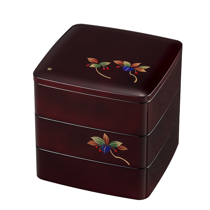 山中塗 三段重箱 手描き 本漆器 山中塗 三段重箱 本漆器 三段 重箱