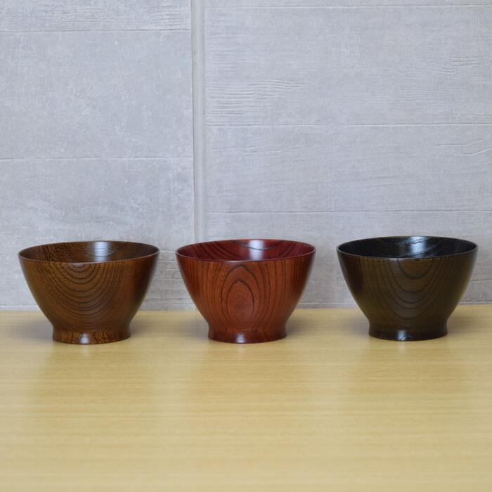 未使用品】③ 欅拭漆 お碗 汁椀 三寸九分汁椀 4客 木工芸