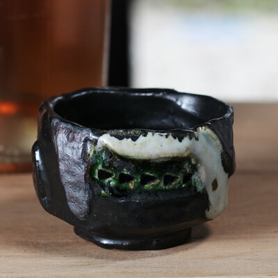 ■黒釉塗り分け 筒型ぐい飲み（F）■gu56 メッセージカード 誕生日 結婚祝い 出産祝い クリスマス バレンタイン 母の日 父の日 卒業 入学 お祝い 手作り おしゃれ かわいい｜また壱陶房