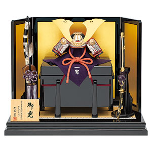 五月あやつり人形 兜飾りつけ 真多呂人形 甲冑師 加藤一冑作 初節句 室内装飾 今めかしい かっこいい 言い慣わし芸術 こどもの日 端午の節句 [三分の一 不動明王兜飾りつけ書き割り]