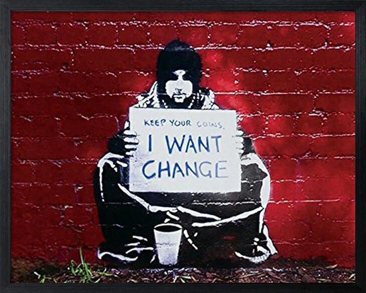 雑貨 美術貼り出し バンクシー IWantChange 美術ダイアログボックス 飾りつけ 美術ひな形 線描 ウォール室内装飾 表どおり美術 アラス 今めかしい 分かりやすい 今めかしい グラフィティ 否自動車駐車場 貨物輸送無料