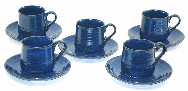楽天市場】和食器 コーヒー カップ 5客セット 窯変織部コーヒー碗皿揃
