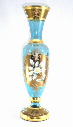 楽天市場】【送料無料】ボヘミアングラス ブルーラスターローズ 花瓶