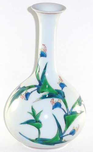 土地祥瓷 彩画露草文 花立て(有田焼)/和食器 差し上げ物 差し上げ物 贈リ物 祝 祝賀会 祝する品